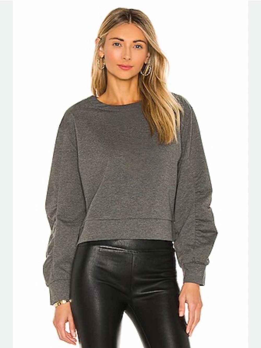 Cupcakes and Cashmere Dionne Sweatshirt size Medium Heather Grey Pullover Ruched